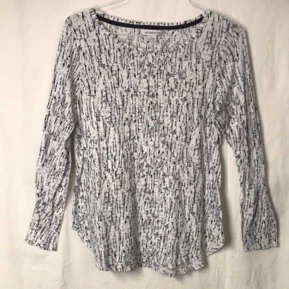 LIZ Claiborne Women’s Pullover Long sleeve Tee White with Navy Blue Soft… - Picture 1 of 9